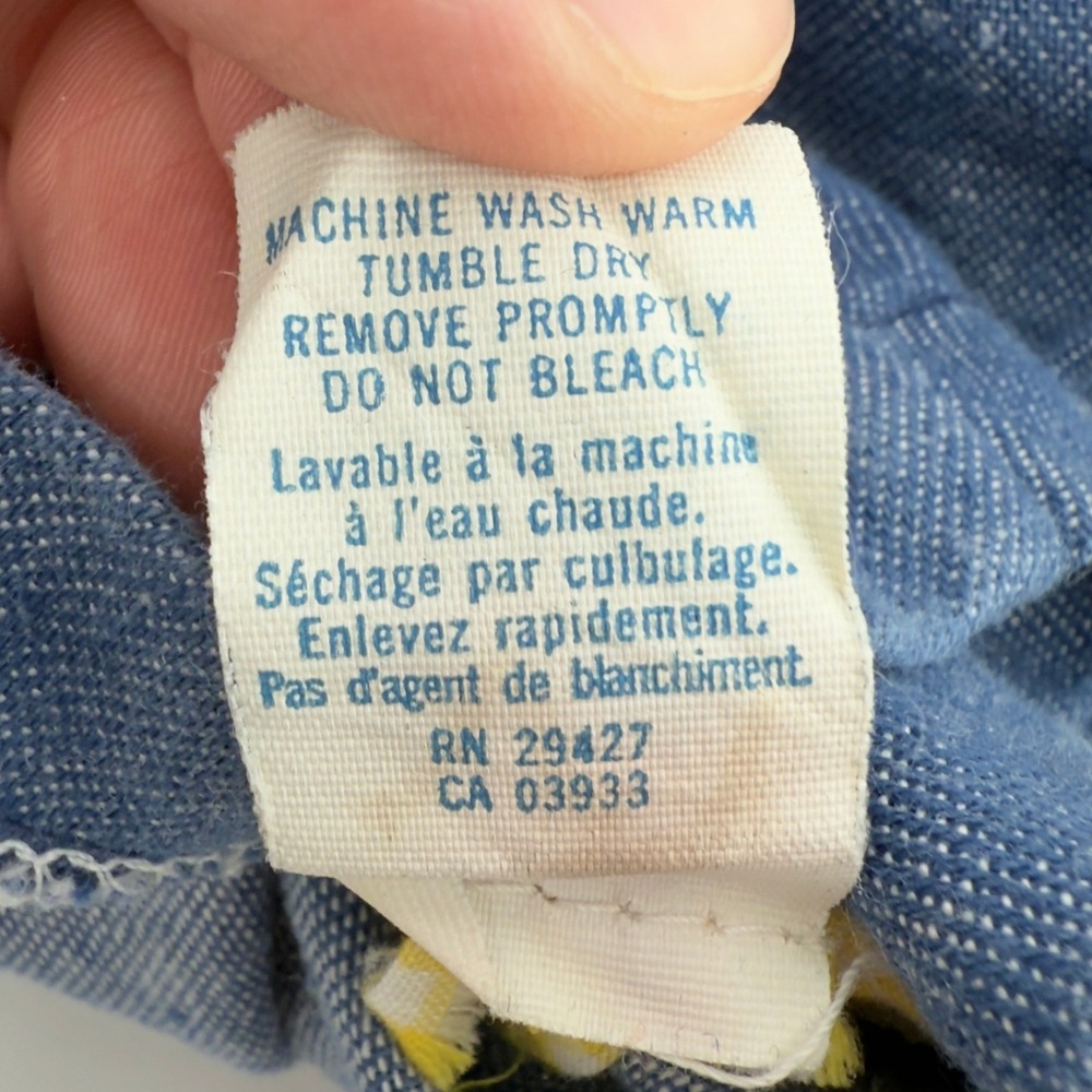 Vtg Alexis Chambray Yellow Embroidered Barn Romper‎ 18-25 lbs 12-18 Months USA - Picture 7 of 8